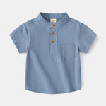 T-shirt a maniche corte con scollo a V da bambino, in cotone