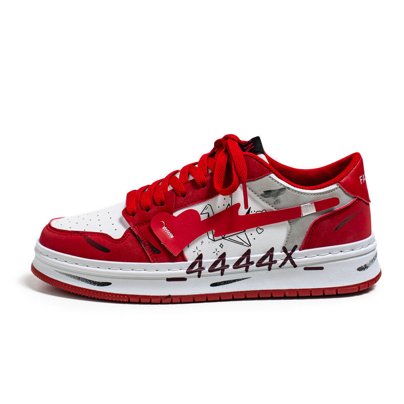 Men's Distressed Graffiti Skateboard Sneakers
