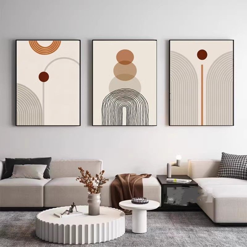 Morandi Abstraktes Leinwandbild, 3-teiliges Set