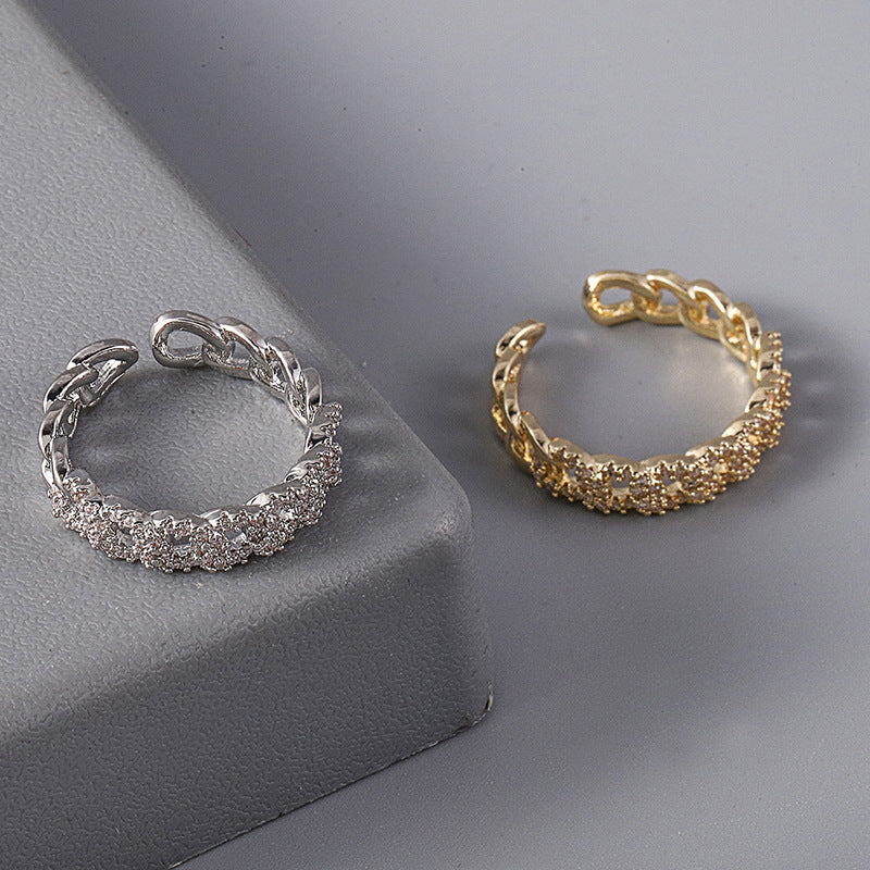 Beliebter, mit Kupfer eingelegter Zirkonia-Ring für Damen, personalisierter, modischer Ins-Handschmuck