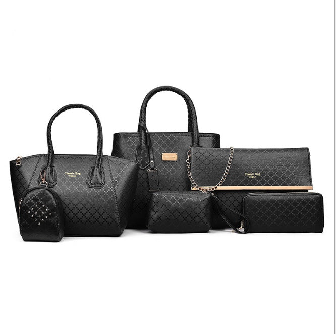 Women 6Pcsset Handbags Girls PU Leather Crossbody Bag Tote Casual Bag Brand Designer Compo