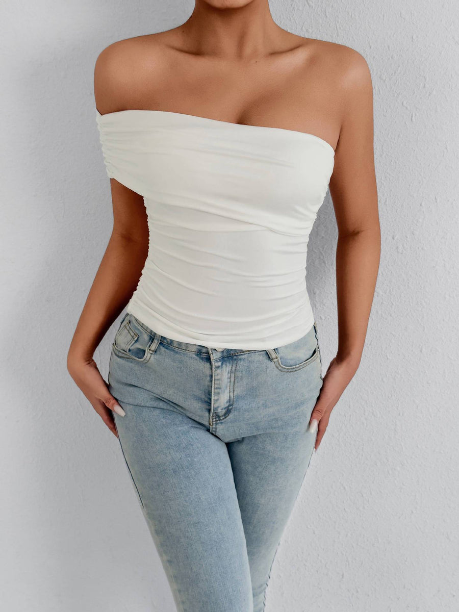 One-shoulder bandeau-top
