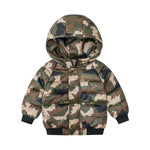 Kinder camouflage winterjas, gewatteerde jas met capuchon