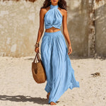 Set aus Neckholder-Top und weitem Rock