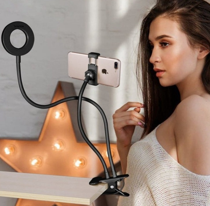 LED-Selfie-Ringlicht für Live-Make-up, verstellbar – 8 cm Stativ