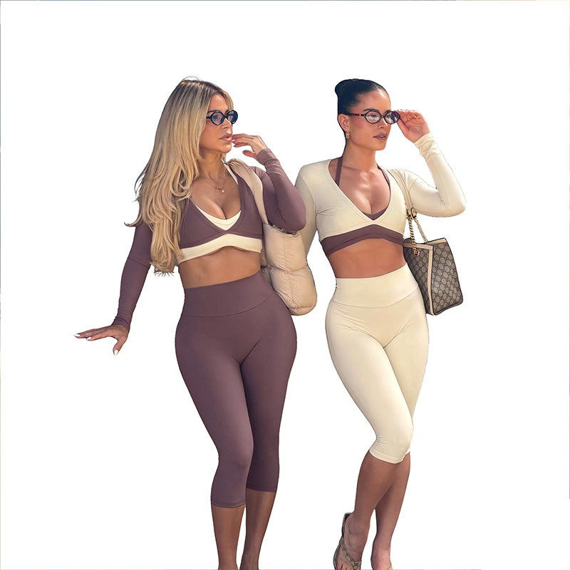 Ensemble de sport trois pièces color-block