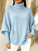 Damen-Rollkragenpullover, einfarbig