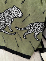 Green Knitted Throw Blanket