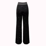 Pantaloni sportivi casual a vita alta alla moda, con paillettes, spacco, versatili e a zampa slim