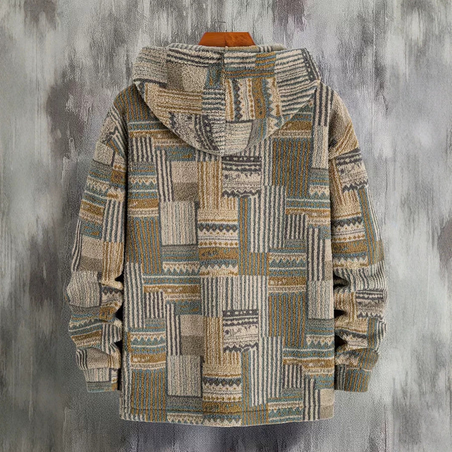 Plaid Wool-Blend Plush Hoodie