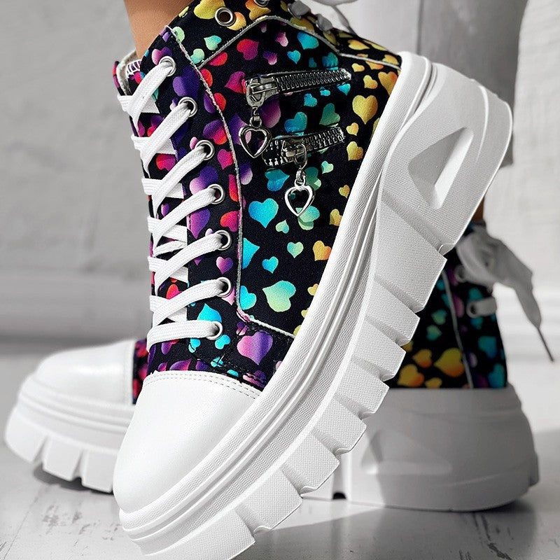 Damen-Sneaker mit Schnürung und seitlichem Reißverschluss