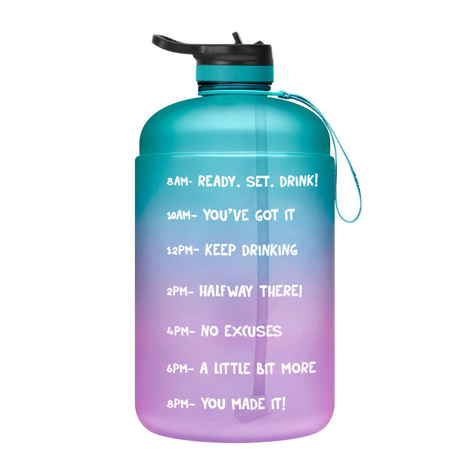 Gallon Water Bottle with Straw and Time Markers