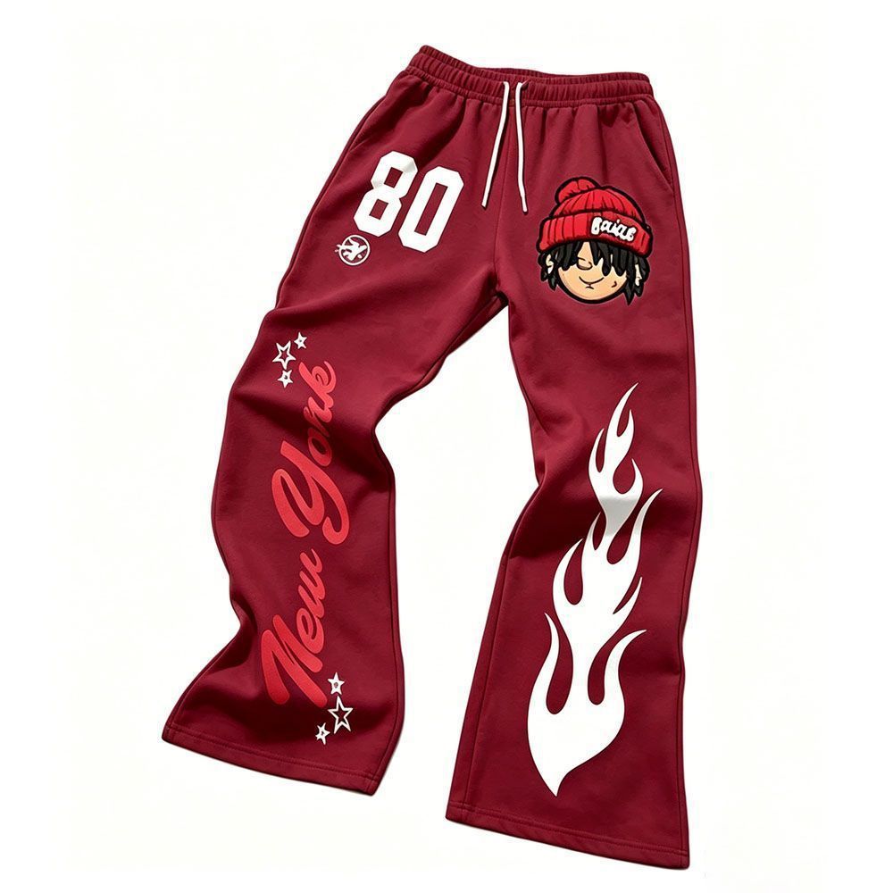 Streetwear Wide-Leg Draped Trousers