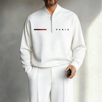 Completo uomo con pullover a mezza zip e pantaloni