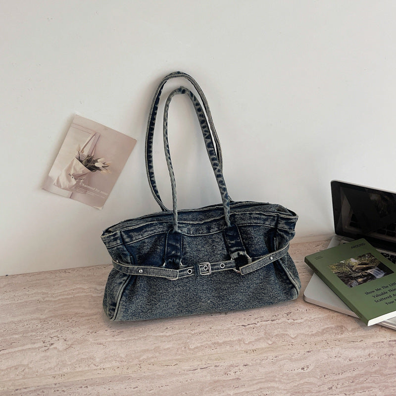 Women's Washed Denim Tote Shoulder Bag