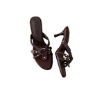 Sandali stiletto traforati intrecciati in stile retrò