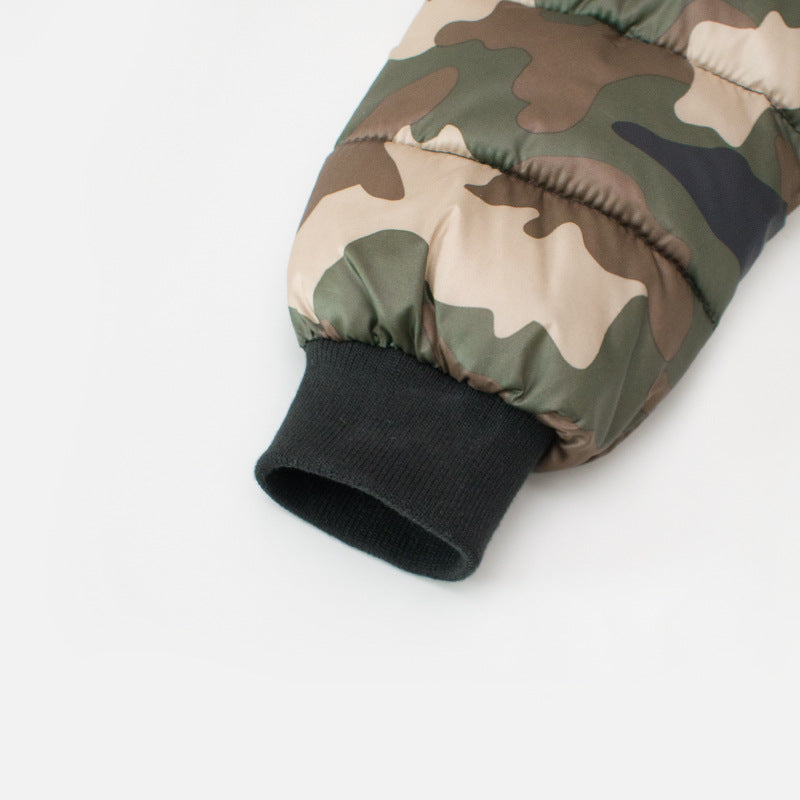 Kinder camouflage winterjas, gewatteerde jas met capuchon