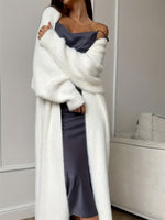 Women's Faux Mink Long Knit Cardigan