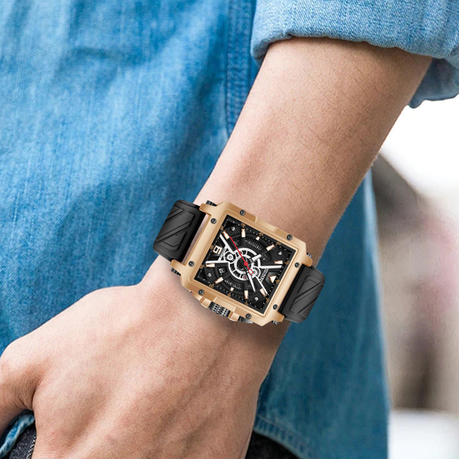 Herenhorloge met grote vierkante wijzerplaat