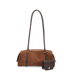Bolso de hombro tipo pillow de gamuza para mujer