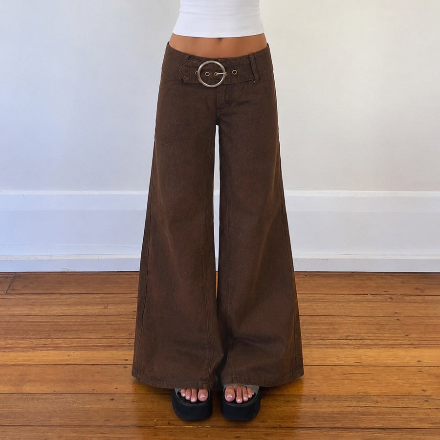 Pantaloni a vita bassa a gamba larga stile rétro