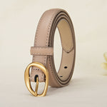 New Women's Top Layer Belt Retro Alloy Pin Buckle Leather Belt Niche Design for Jeans Belt