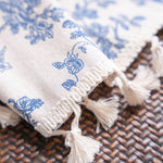 Cotton Linen Cafe Curtain with Tassels