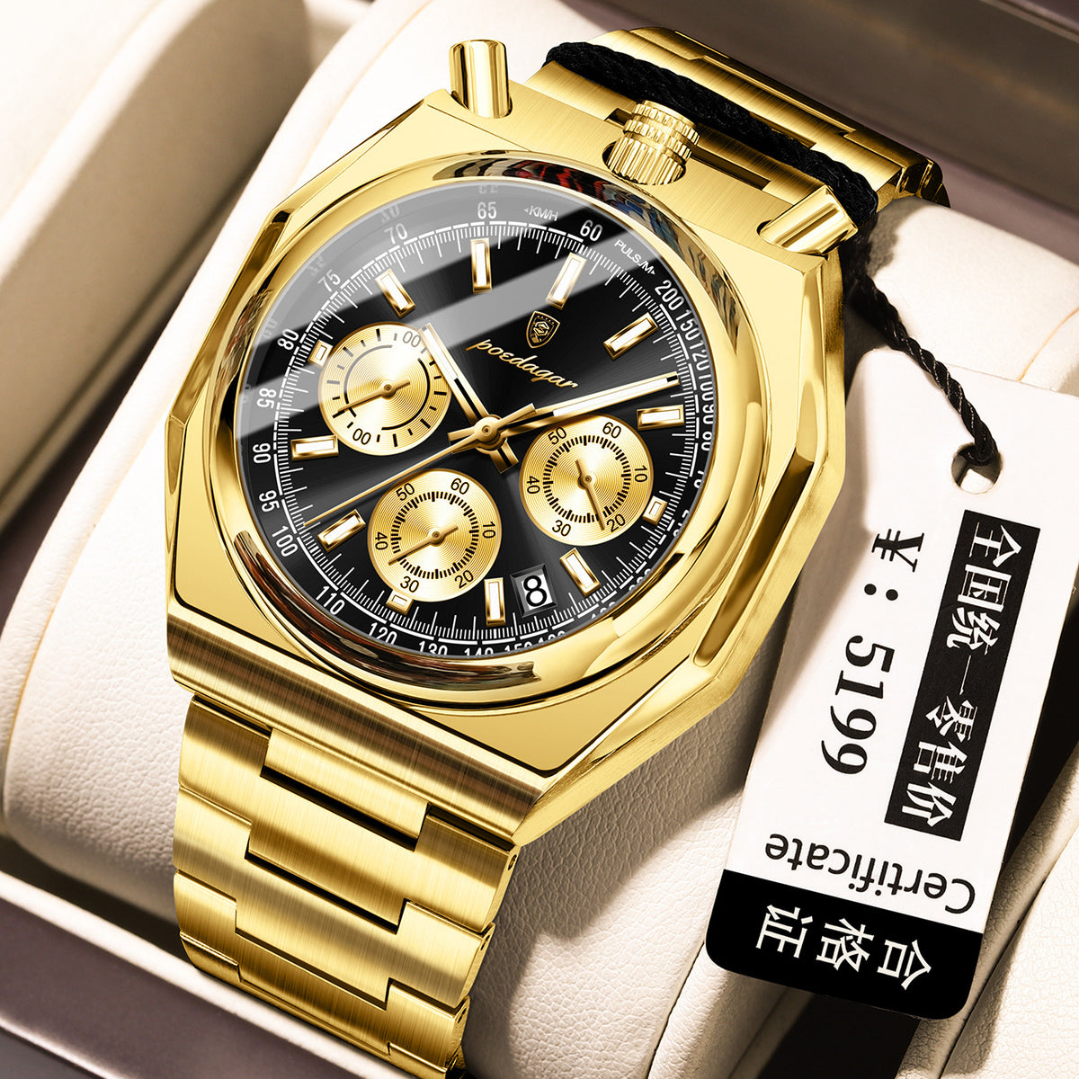 Orologio al quarzo luminoso retrò da uomo, impermeabile