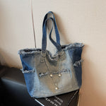 Versatile High-capacity Minimalist Ombre Denim Shoulder Bag