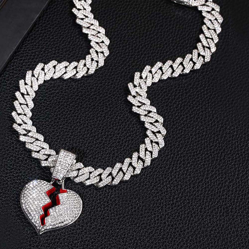 Broken Heart Pendant Necklace, Hip-Hop