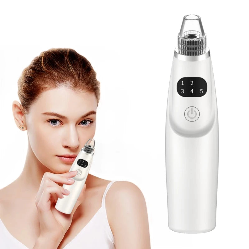 Electric blackhead pore vacuum cleaner for at-home pore cleansing – rechargeable blackhead remover with suction heads