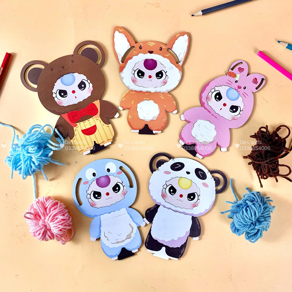 Wooden Teddy Bear Painting Craft Kit for Kids – DIY Folk Art Set