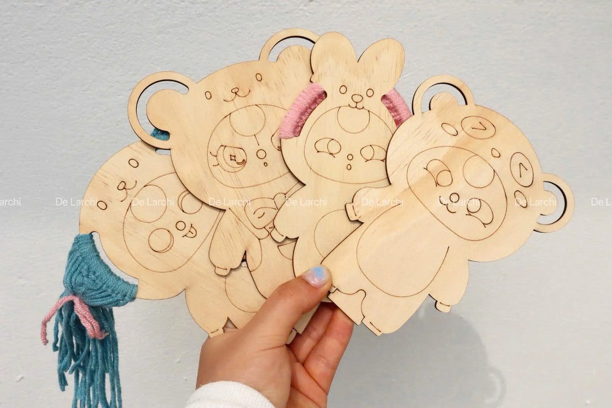 Wooden Teddy Bear Painting Craft Kit for Kids – DIY Folk Art Set