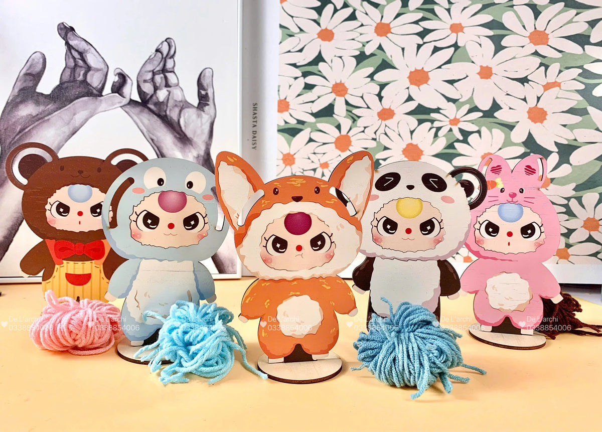 Wooden Teddy Bear Painting Craft Kit for Kids – DIY Folk Art Set