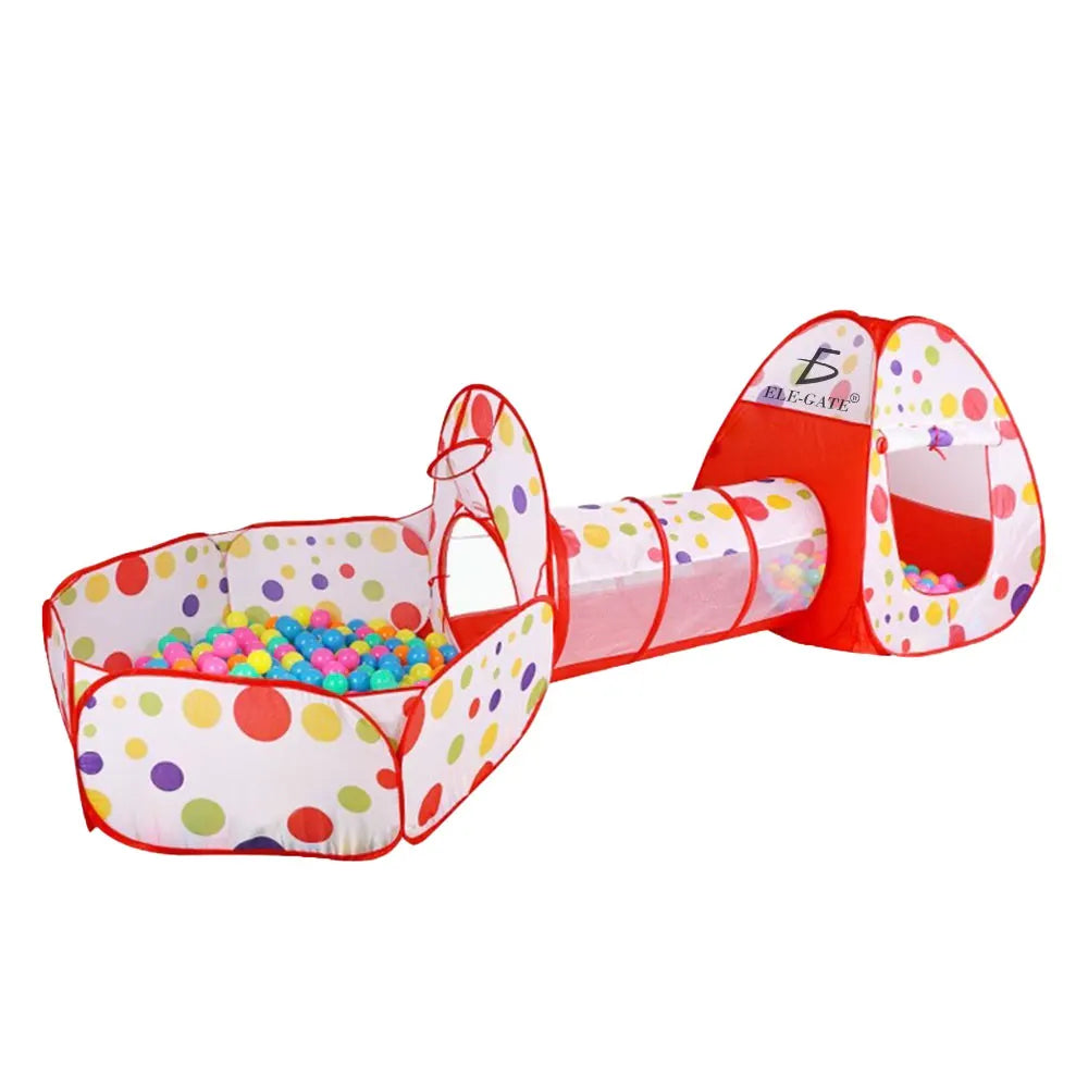 3-in-1 kids play tent set pop-up playhouse ball pit tunnel