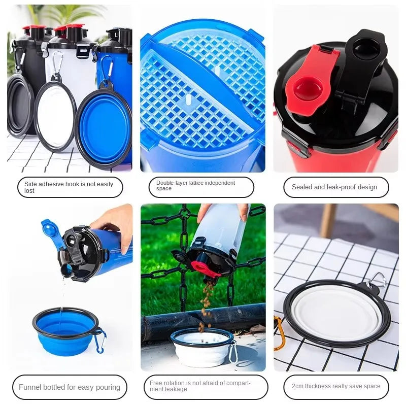 2-in-1 Silikon-Anti-Schling-Napf & Wasserflasche