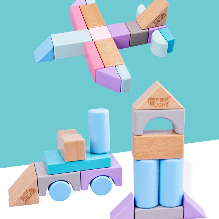 Bamboo Building Blocks for Toddlers – Natural Montessori Stacking Toy