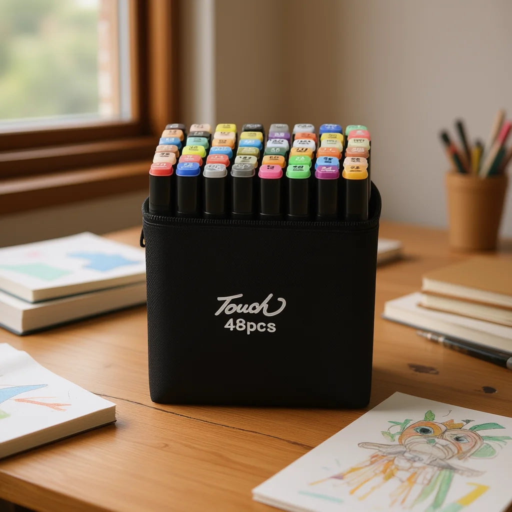48-color dual-tip alcohol art markers set
