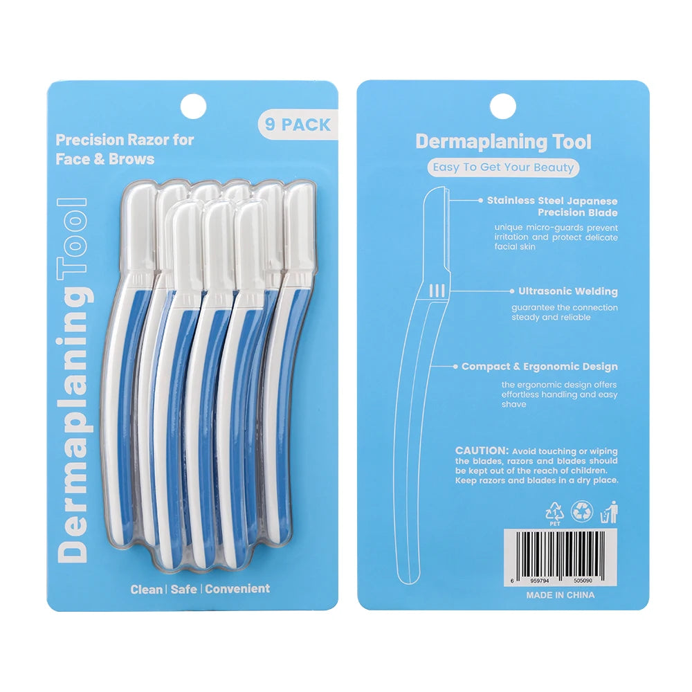 Metal Eyebrow Dermaplaning Razor — Replaceable Precision Head
