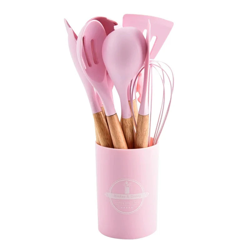 Wood-Handle 12-Piece Kitchen Utensil Set