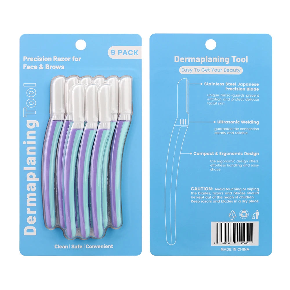 Metal Eyebrow Dermaplaning Razor — Replaceable Precision Head