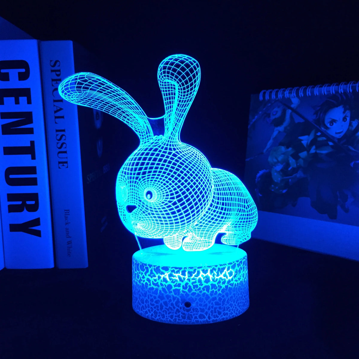 Rabbit Night Light for Kids – 3D LED Bunny Lamp, RGB Color Changing