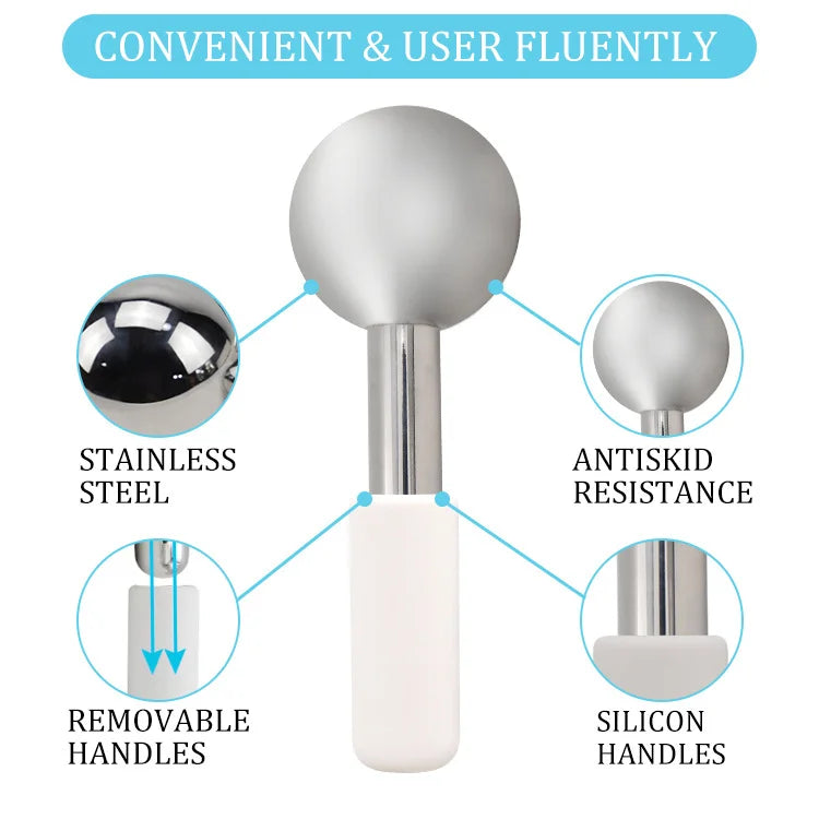 360° Rotating Stainless Steel Facial Ice Globes — Cooling Cryo Massage