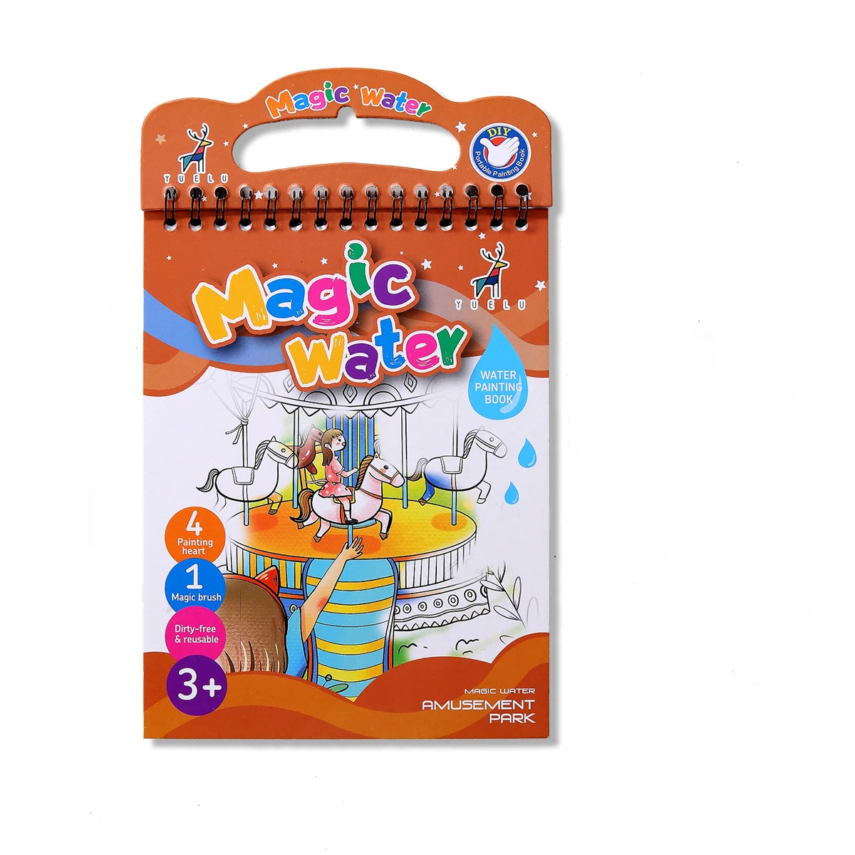 Reusable Water Reveal Coloring Book for Kids – Mess-Free Magic Water Painting Book