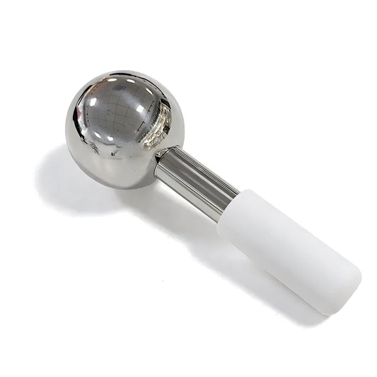 360° rotating stainless steel facial ice globes for cooling cryo massage of face, neck, and under-eyes
