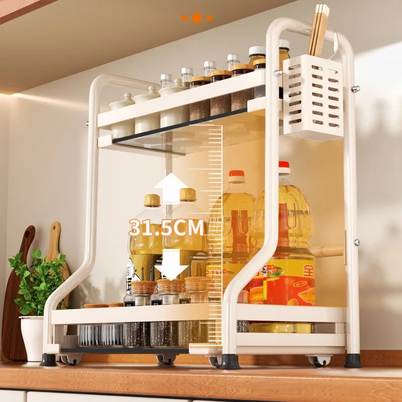 2-Tier Pull-Out Kitchen Shelf Rack