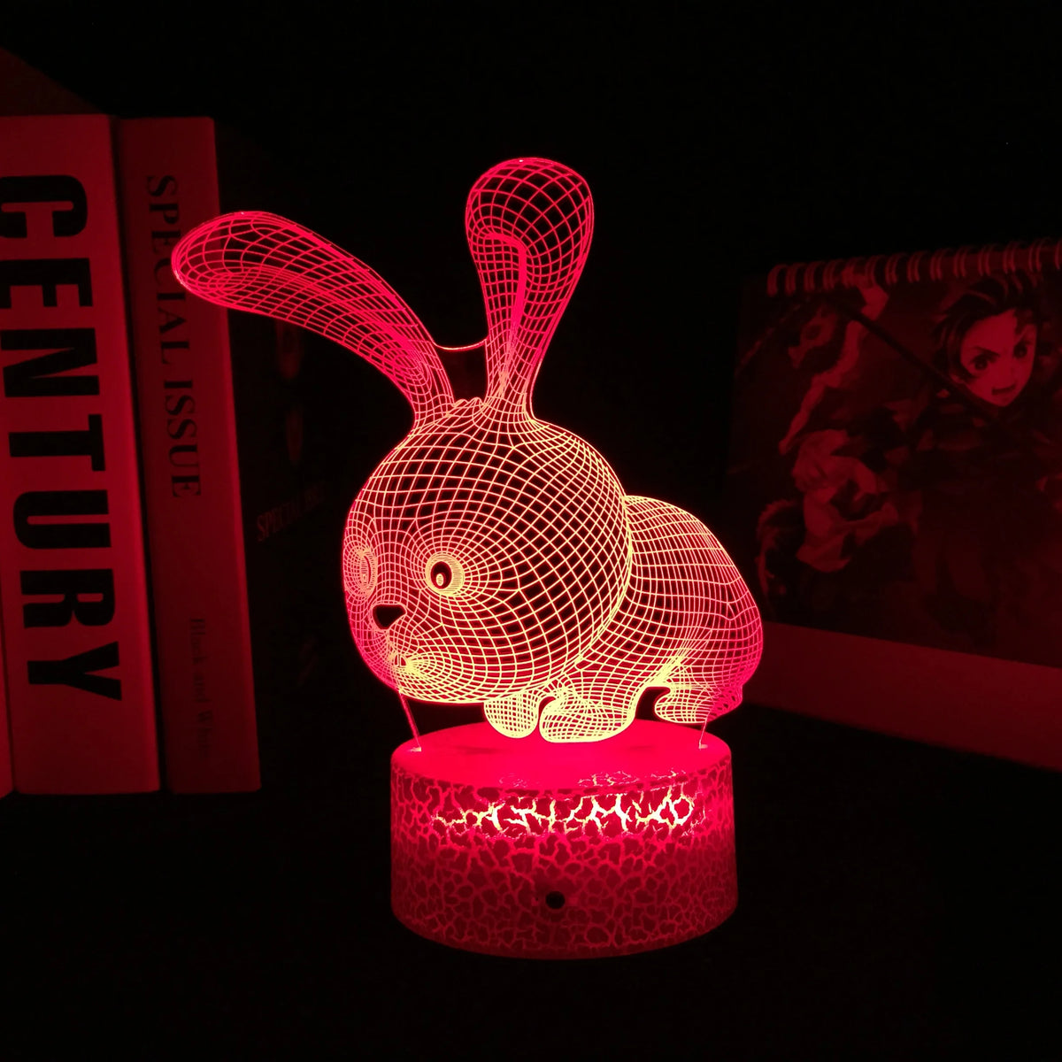 Rabbit Night Light for Kids – 3D LED Bunny Lamp, RGB Color Changing