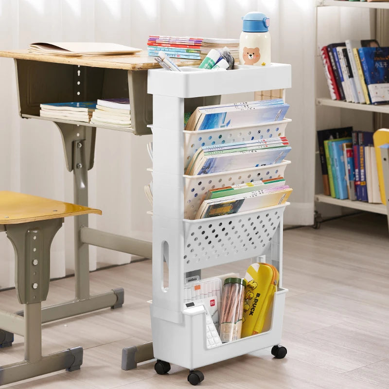 Slim Rolling Bookshelf Cart