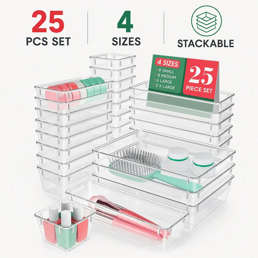 25-Piece Drawer Organizer Set — 4 Sizes