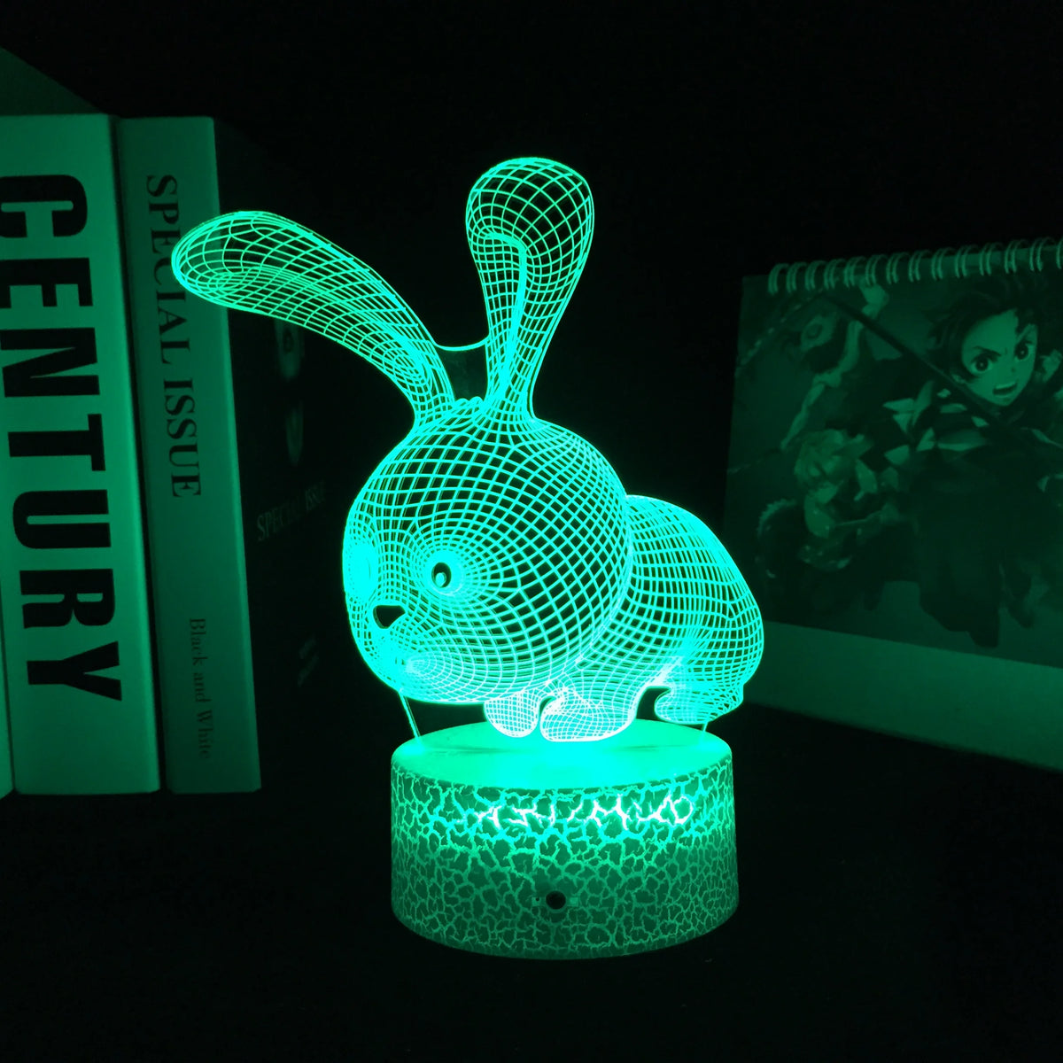 Rabbit Night Light for Kids – 3D LED Bunny Lamp, RGB Color Changing